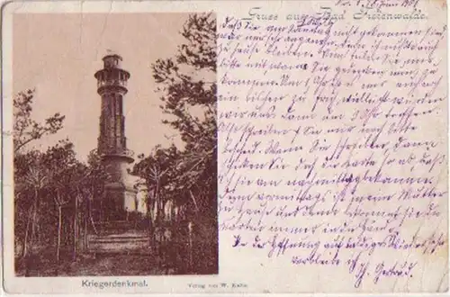 10392 Ak Salutation de Bad Freienwalde Monument Kriegerenkoldermel 1901
