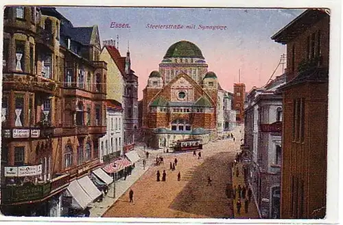 10383 Ak Essen Steelerstrasse mit Synagoge 1927