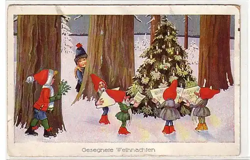10379 Weihnachts Ak mit Zwergen um 1940