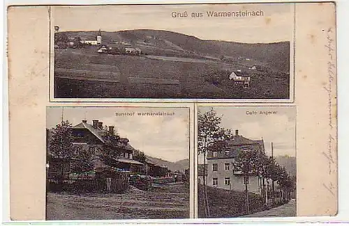 10347 Ak Gruß aus Warmensteinach Bahnhof usw. 1921