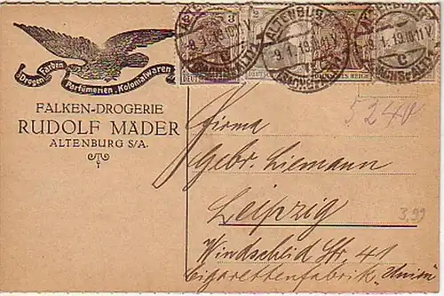 10264 Reklame Postkarte Falken Drogerie Altenburg 1919