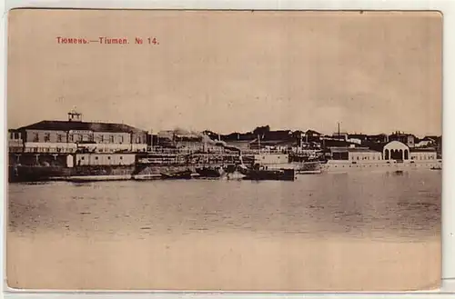 10251 Ak Tiumen Russland Fluss mit Dampfer 1903