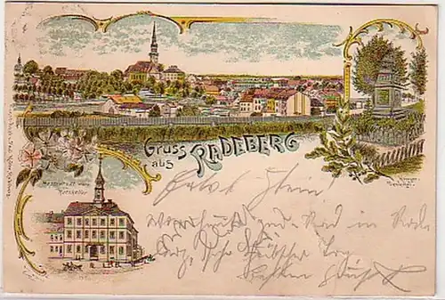 10230 Ak Lithographie Gruß aus Radeberg Gasthof 1899