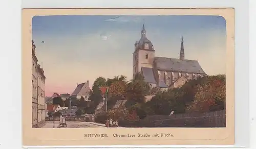 10211 Ak Mittweida Chemnitzer Street avec église vers 1920