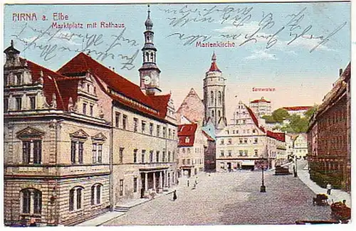 10207 Ak Pirna Marché avec hôtel de ville 1909