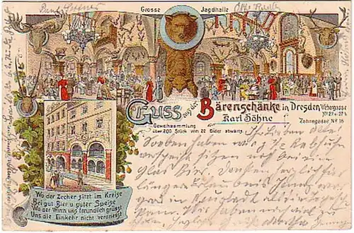 10198 Ak Lithographie Gruss aus Dresden Gasthof 1905
