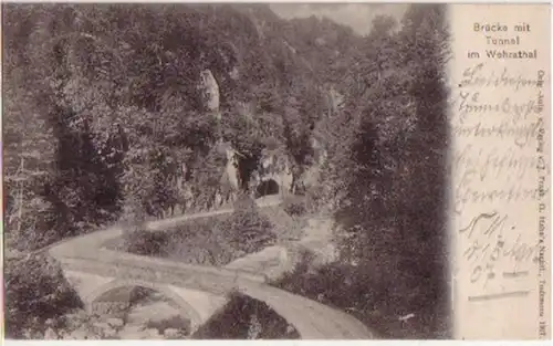 10176 Ak Brücke mit Tunnel im Wehrathal 1907