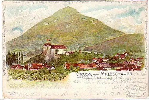 10166 Ak Lithographie Gruss von Milleschauer 1903