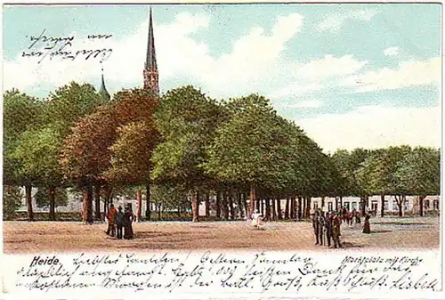 10155 Ak Heide in Holstein Marktplatz mit Kirche 1904