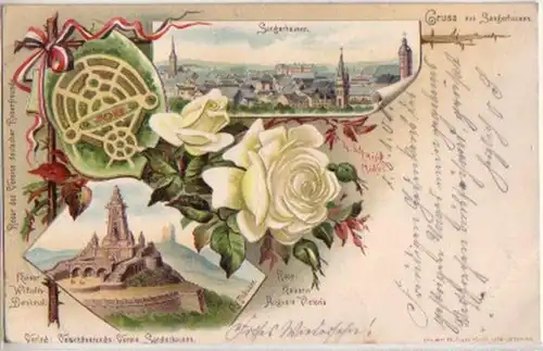 10144 Ak Lithographie Salutation de Sangerhausen 1901