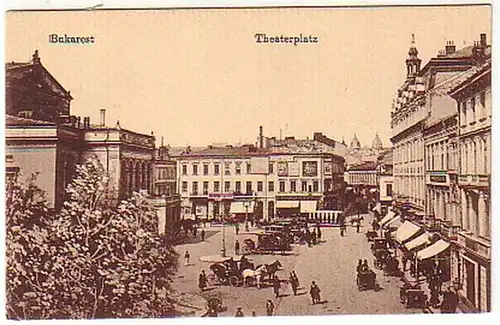 10125 Ak Bucarest Roumanie Place du Théâtre vers 1915
