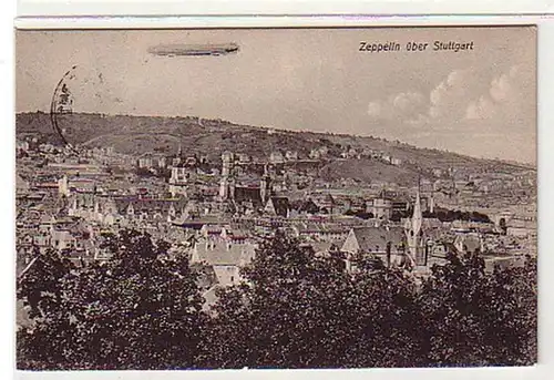 10029 Ak Zeppelin sur Stuttgart Vue totale 1909