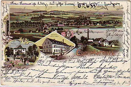 09996 Ak Lithographie Conradsreuth Gasthaus usw. 1900