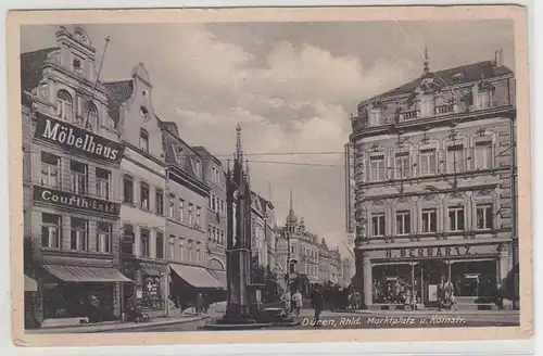 09994 Ak Düren dans la Rhénanie Marktplatz et Colognestrasse vers 1940