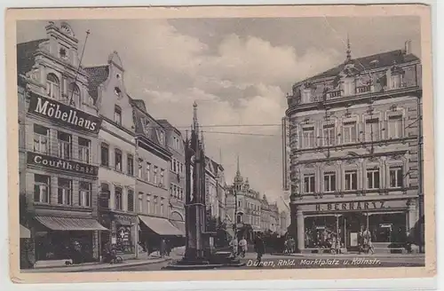 09994 Ak Düren im Rheinland Marktplatz und Kölnstrasse um 1940