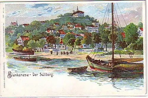 09984 Ak Lithographie Blankènese Le Süllberg vers 1900