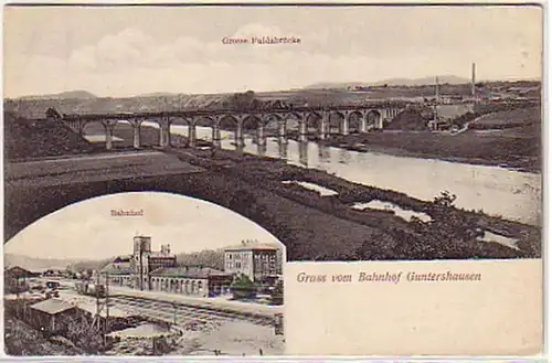 09951 Ak Gruß vom Bahnhof Guntershausen 1905