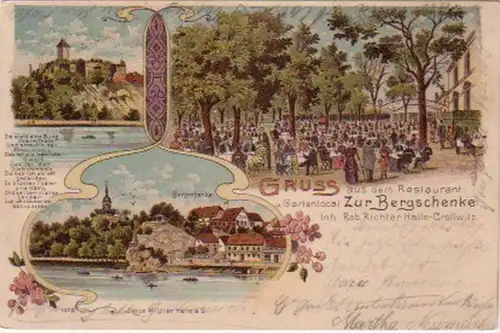 09929 Ak Lithographie Gruss aus Halle Cröllwitz 1902