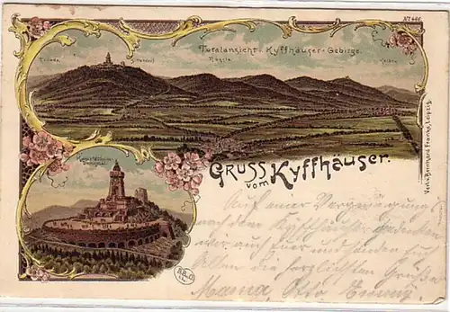09914 Ak Lithographie Gruß vom Kyffhäuser 1898