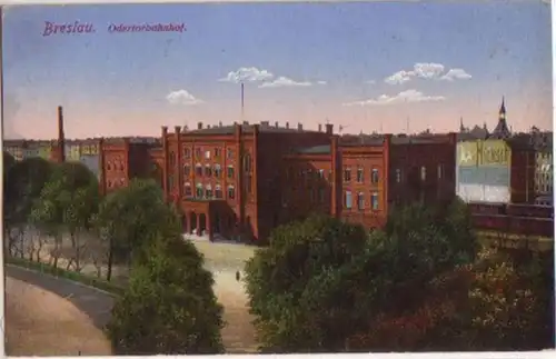 09881 Feldpost Ak Breslau Obertorbahnhof 1916