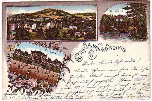 09880 Ak Lithographie Gruss de Nauheim 1902