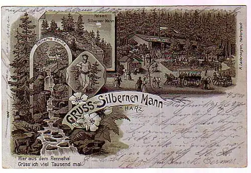 09870 Mondscheinkarte Gruß vom Silbernem Mann 1901