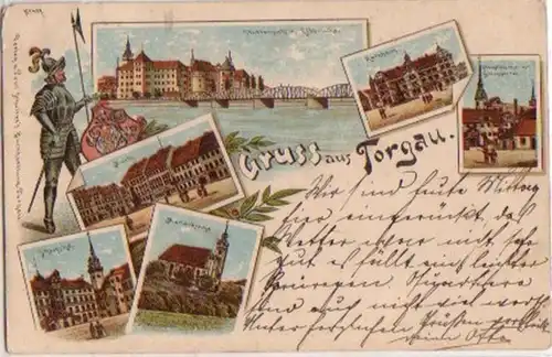 09834 Ak Lithographie Gruss aus Torgau 1902