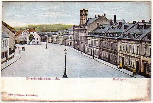 09833 Präge Ak Ehrenfriedersdorf Marktplatz um 1900