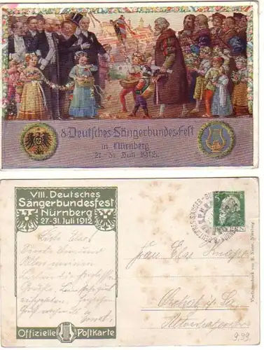 09821 Ak 8. Fête des chanteurs allemands à Nuremberg 1912