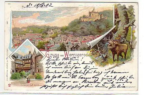 09806 Ak Lithographie Salutation en Wernigerode 1902