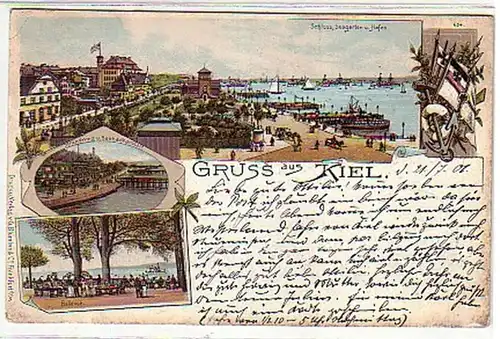 09800 Ak Lithographie Gruss de Kiel Port etc 1901