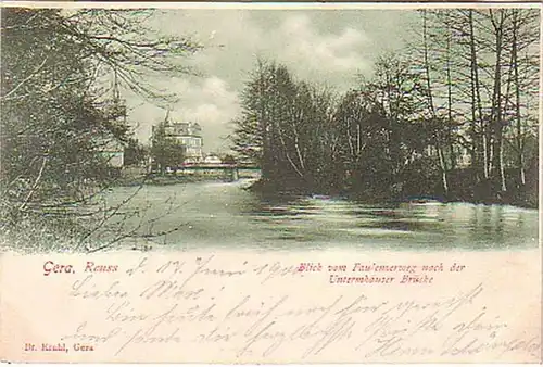 09792 Ak Gera Reuss Untermhäuser Brücke 1899