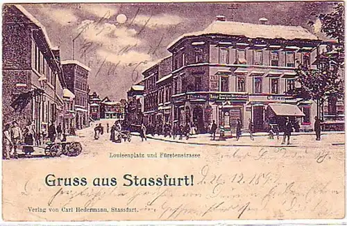 09776 Ak Gruß aus Stassfurt Louisenplatz 1899