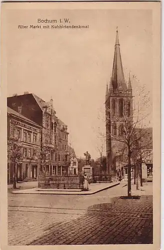 09739 Ak Bochum vieux marché avec monument à la vache autour de 1930