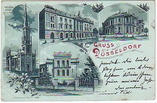 09736 Mondscheinkarte Gruss aus Düsseldorf 1899