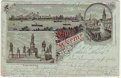 09729 Carte de la Lune Gris de Worms 1899