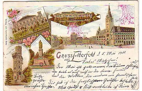 09726 Ak Lithographie Salutation de Elberfeld 1900