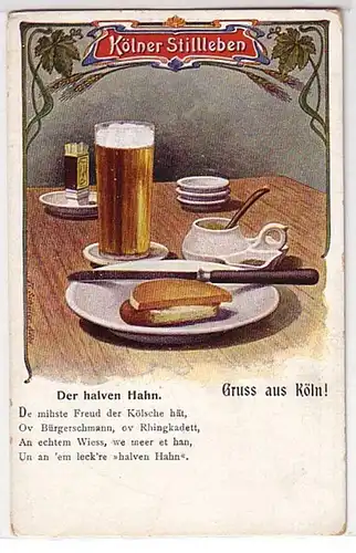 09703 Ak Salutation de Cologne "Der halven Hahn" vers 1900