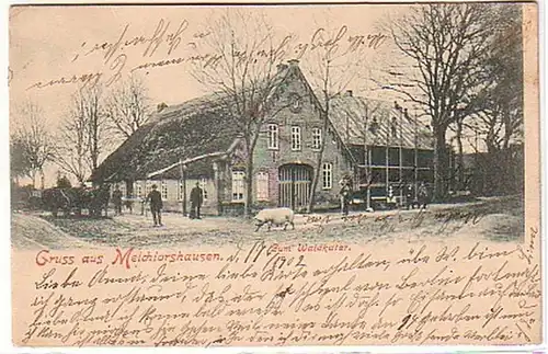 09681 Ak Gruß aus Melchiorshausen zum Waldkater 1902