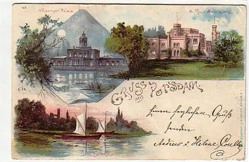 09646 Ak Lithographie Gruss aus Potsdam um 1900