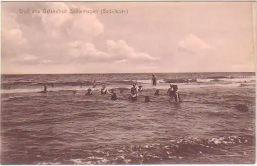 09632 Ak Salutation de la mer Baltique Badenhagen vers 1920