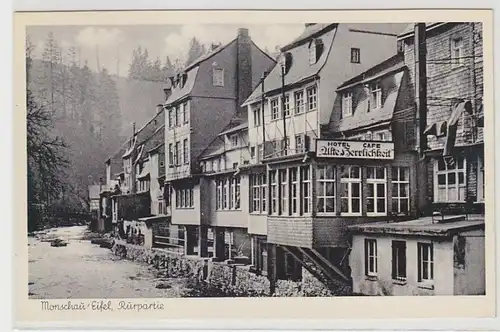 09619 Ak Monschau Eifel Rurpartie avec hôtel "Vieux Gloire" 1956