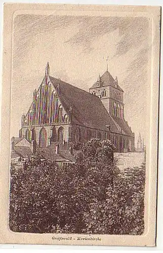 09614 Ak Greifswald Marienkirche 1915