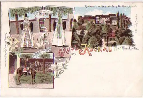 09606 Ak Lithographie Gruss aus Kuckau um 1900