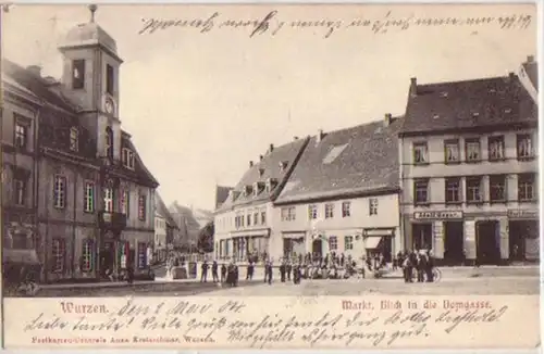 09600 Ak Wurzen Markt Blick in die Domgasse 1904