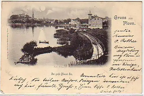 09597 Ak Gruß aus Ploen der große See 1900