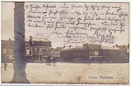 09592 Feldpost Ak Carvin Frankreich Marktplatz 1916