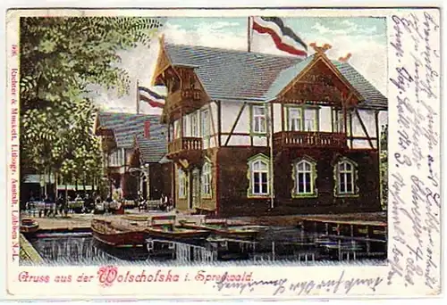 09587 Ak Gruß aus Wotschofska im Spreewald 1906