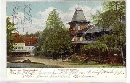 09586 Ak Gruß aus Alexandersbad Kurhaus mit Schloß 1904