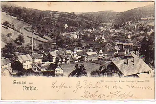 09564 Ak Salutation de Ruhla Vue totale 1900